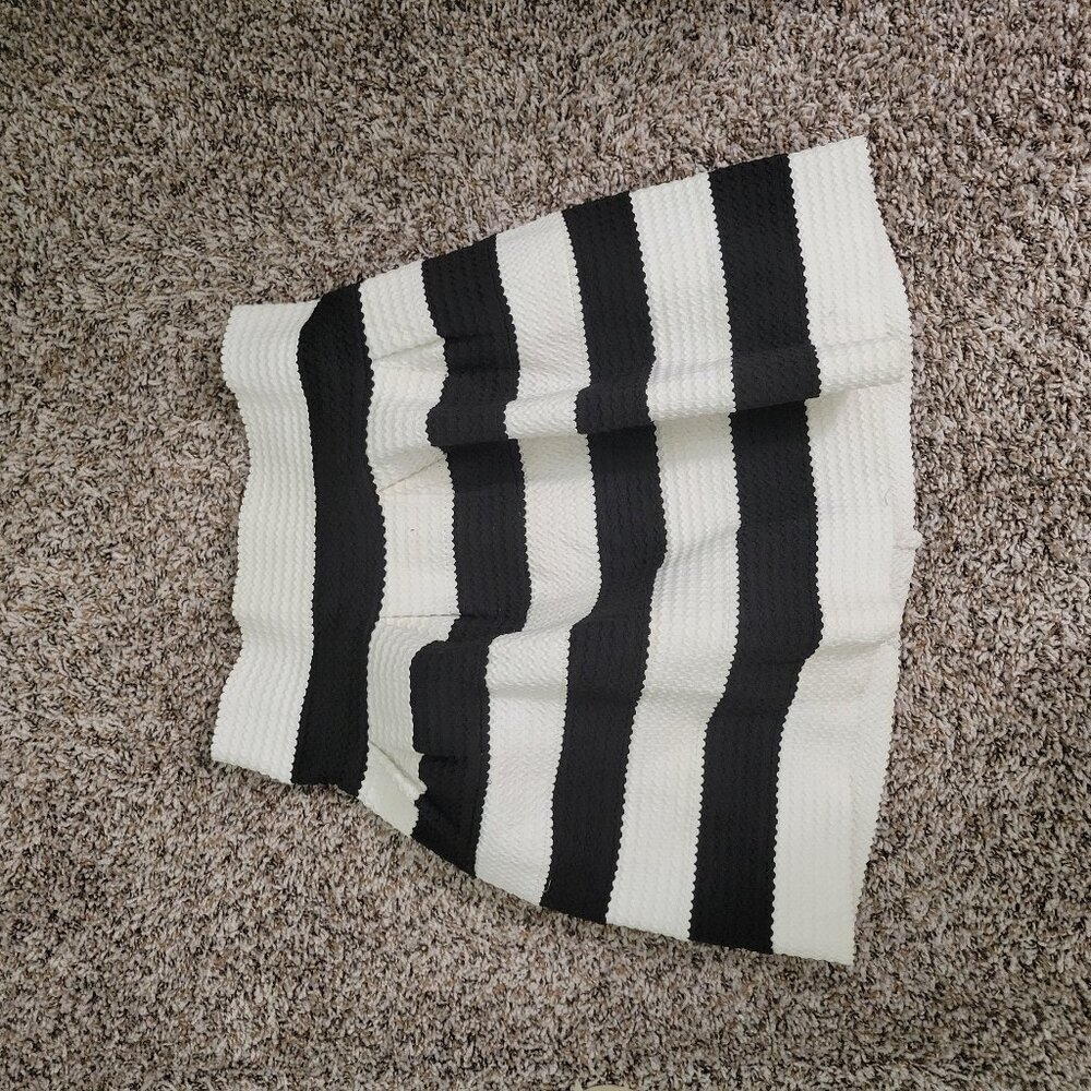 Black and White Striped Skirt